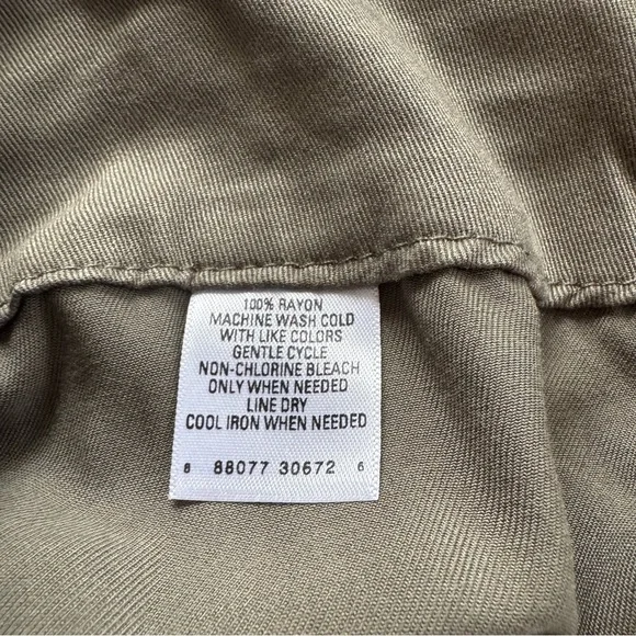 NWT GNW‎ Olive Green Wide Leg Culottes Flowy Tie Front Crops With Elastic Waist - Picture 6 of 12